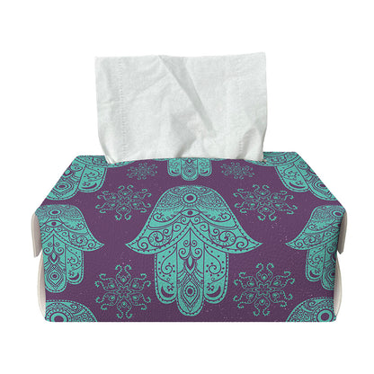 Turquoise Hamsa Pattern Print Rectangle Tissue Box Cover