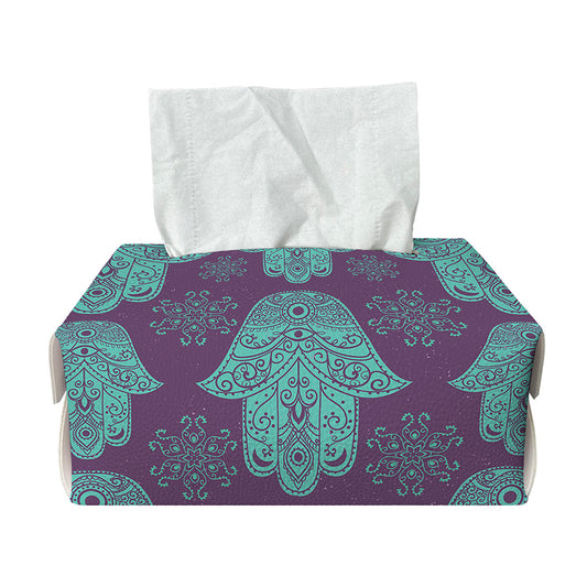 Turquoise Hamsa Pattern Print Rectangle Tissue Box Cover