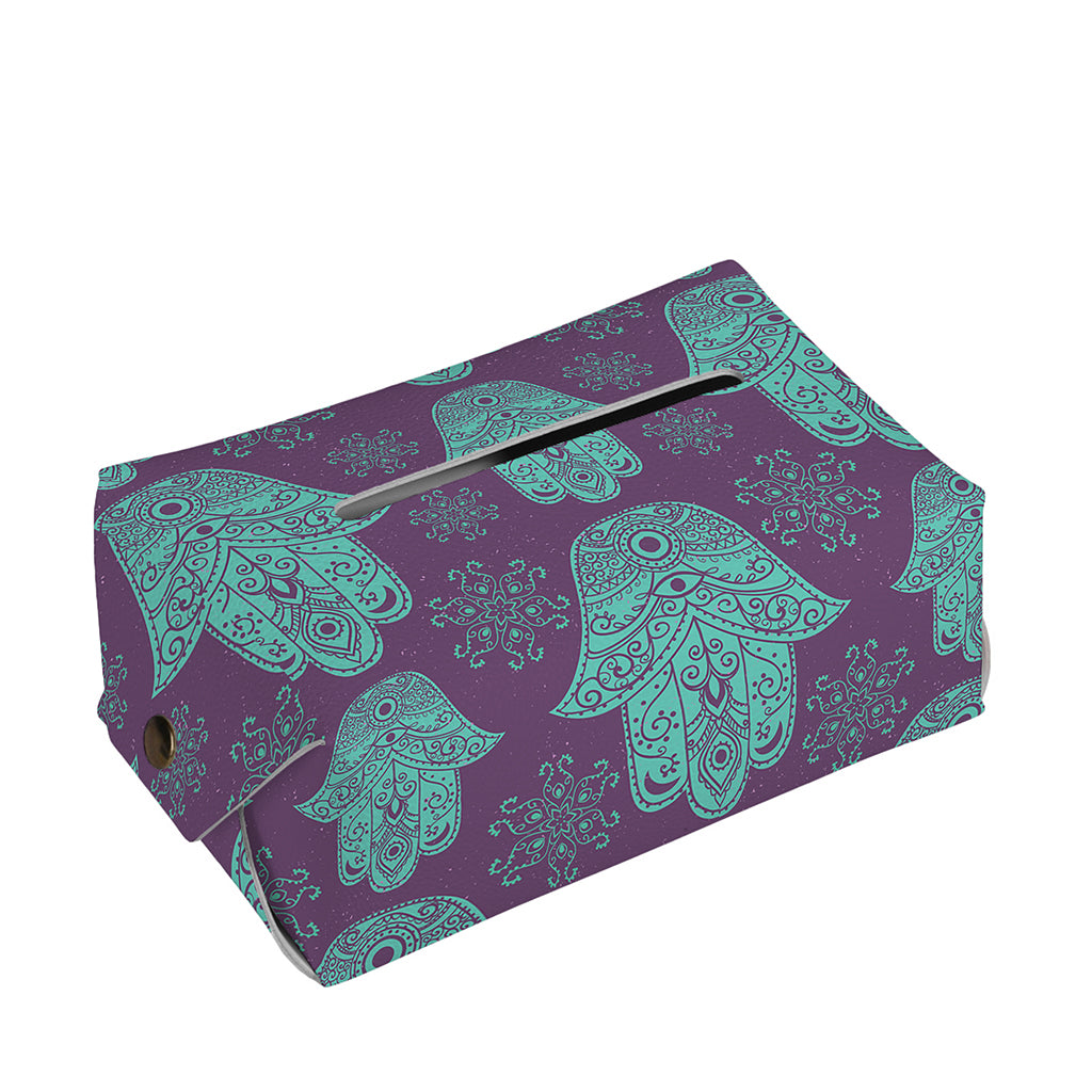 Turquoise Hamsa Pattern Print Rectangle Tissue Box Cover