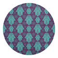 Turquoise Hamsa Pattern Print Round Blanket