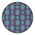 Turquoise Hamsa Pattern Print Round Floor Mat