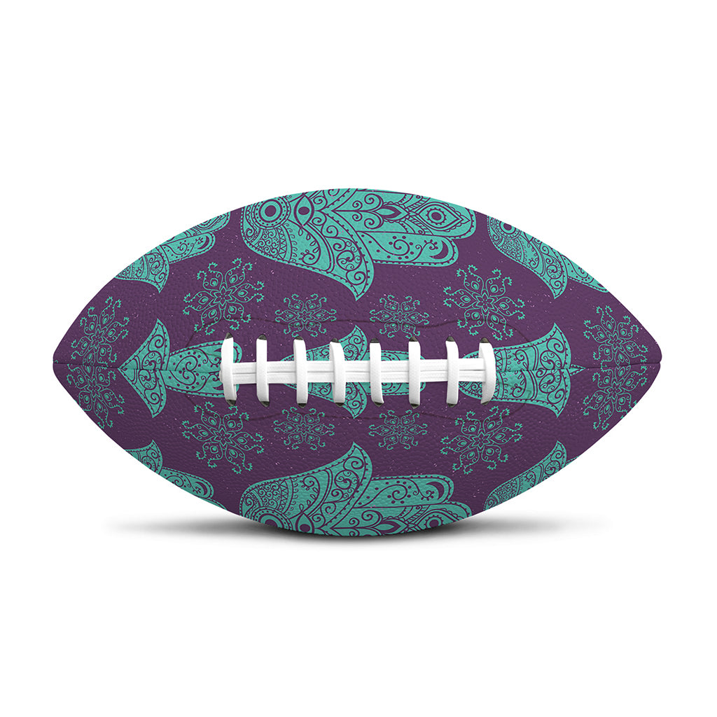 Turquoise Hamsa Pattern Print Rugby Ball