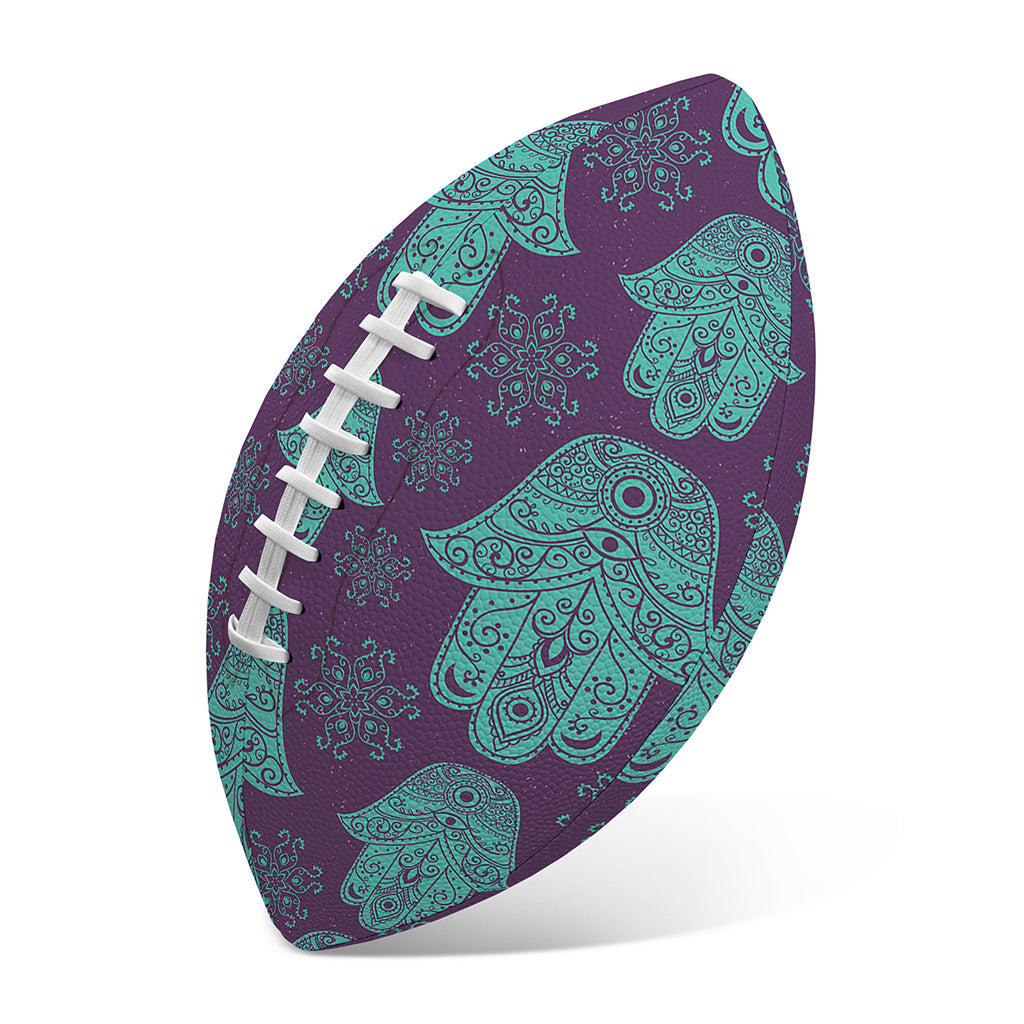 Turquoise Hamsa Pattern Print Rugby Ball