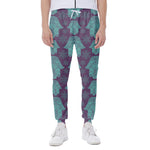 Turquoise Hamsa Pattern Print Scuba Joggers