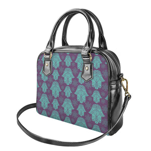 Turquoise Hamsa Pattern Print Shoulder Handbag