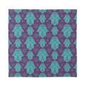 Turquoise Hamsa Pattern Print Silk Bandana