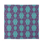 Turquoise Hamsa Pattern Print Silk Bandana