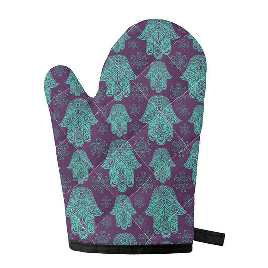 Turquoise Hamsa Pattern Print Single Oven Mitt