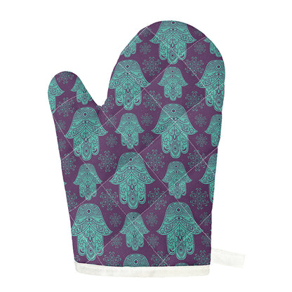 Turquoise Hamsa Pattern Print Single Oven Mitt