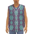 Turquoise Hamsa Pattern Print Sleeveless Baseball Jersey