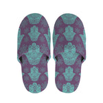 Turquoise Hamsa Pattern Print Slippers