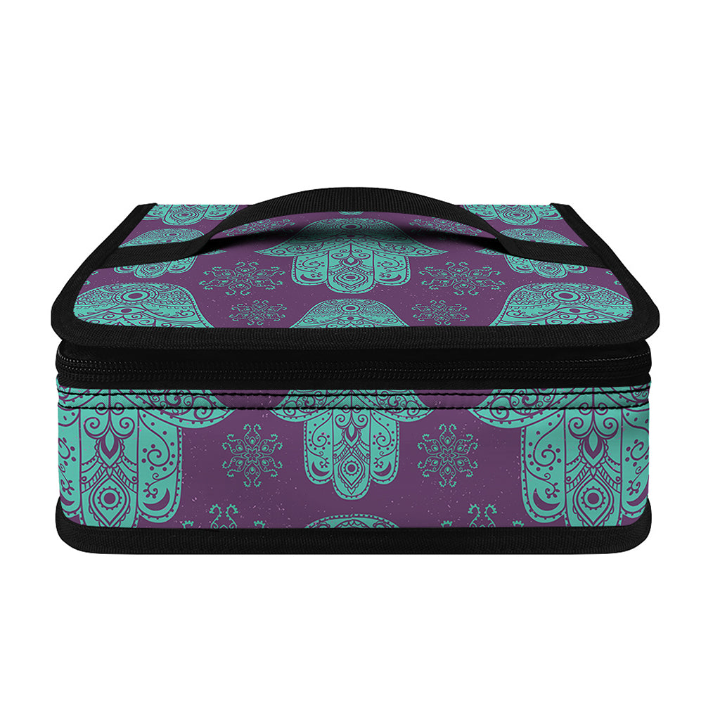 Turquoise Hamsa Pattern Print Small Lunch Bag
