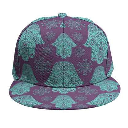 Turquoise Hamsa Pattern Print Snapback Cap