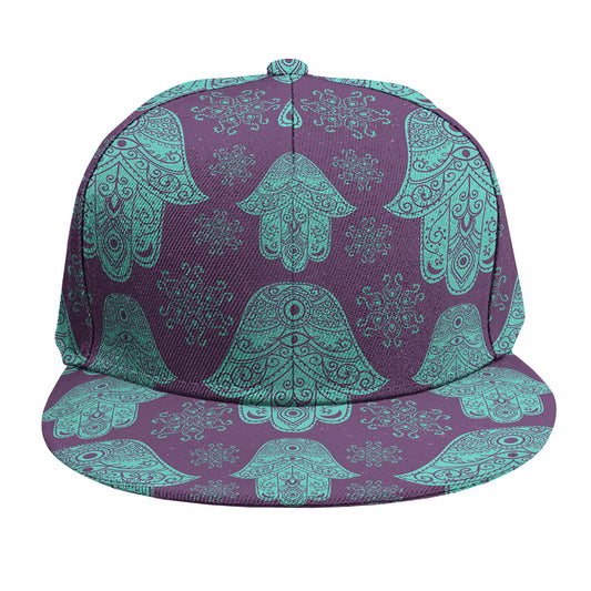 Turquoise Hamsa Pattern Print Snapback Cap