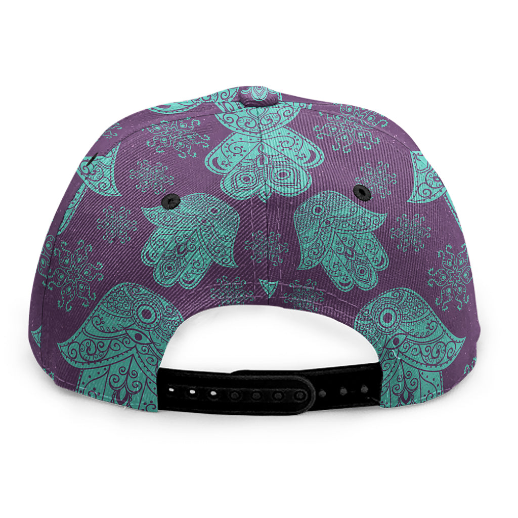 Turquoise Hamsa Pattern Print Snapback Cap