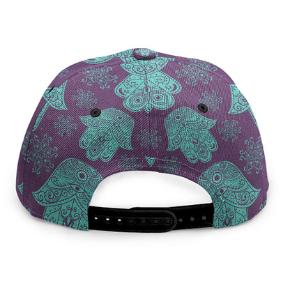 Turquoise Hamsa Pattern Print Snapback Cap
