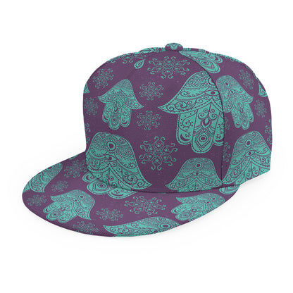 Turquoise Hamsa Pattern Print Snapback Cap
