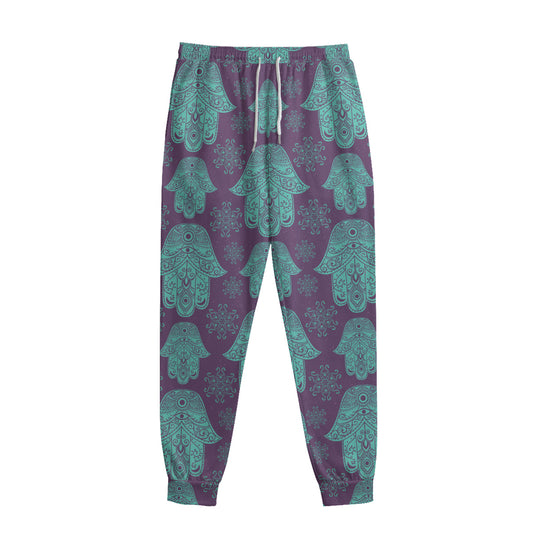 Turquoise Hamsa Pattern Print Sweatpants
