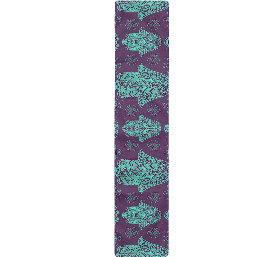 Turquoise Hamsa Pattern Print Table Runner