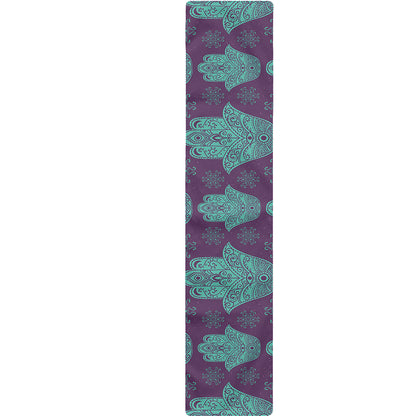 Turquoise Hamsa Pattern Print Table Runner