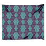Turquoise Hamsa Pattern Print Tapestry