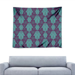 Turquoise Hamsa Pattern Print Tapestry