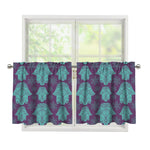 Turquoise Hamsa Pattern Print Tier Curtains