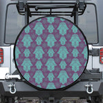 Turquoise Hamsa Pattern Print Tire Cover