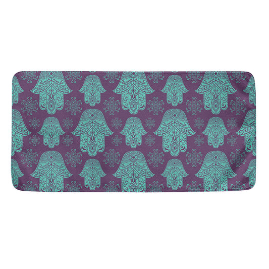 Turquoise Hamsa Pattern Print Towel