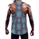 Turquoise Hamsa Pattern Print Training Tank Top