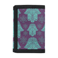 Turquoise Hamsa Pattern Print Trifold Wallet