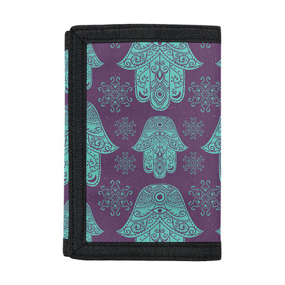 Turquoise Hamsa Pattern Print Trifold Wallet