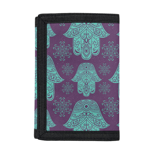 Turquoise Hamsa Pattern Print Trifold Wallet