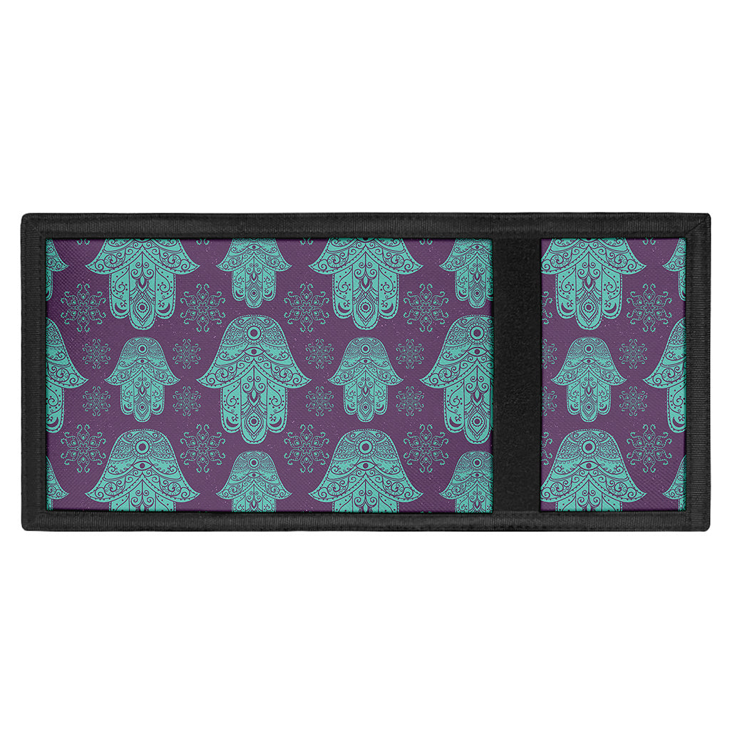 Turquoise Hamsa Pattern Print Trifold Wallet