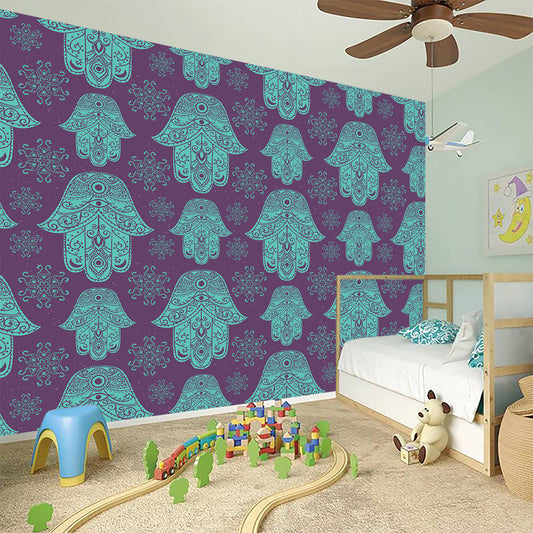 Turquoise Hamsa Pattern Print Wall Sticker