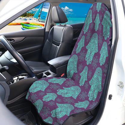Turquoise Hamsa Pattern Print Waterproof Car Seat Cover