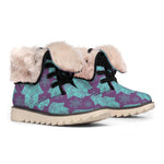 Turquoise Hamsa Pattern Print Winter Boots