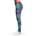 Turquoise Hamsa Pattern Print Women's Leggings