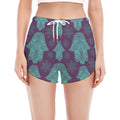 Turquoise Hamsa Pattern Print Women's Split Running Shorts