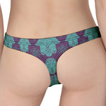 Turquoise Hamsa Pattern Print Women's Thong