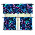 Turquoise Hawaii Tropical Pattern Print 3 Piece Kitchen Curtains