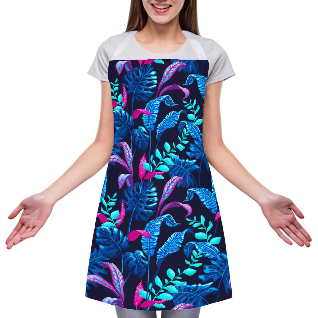 Turquoise Hawaii Tropical Pattern Print Adjustable Apron