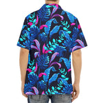 Turquoise Hawaii Tropical Pattern Print Aloha Shirt