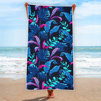 Turquoise Hawaii Tropical Pattern Print Beach Towel