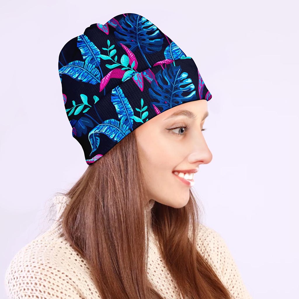 Turquoise Hawaii Tropical Pattern Print Beanie