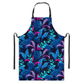 Turquoise Hawaii Tropical Pattern Print Bib Apron With Pocket