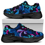 Turquoise Hawaii Tropical Pattern Print Black Chunky Shoes
