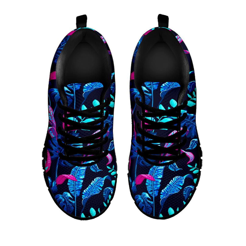 Turquoise Hawaii Tropical Pattern Print Black Running Shoes