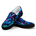 Turquoise Hawaii Tropical Pattern Print Black Slip On Sneakers