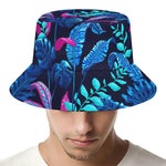 Turquoise Hawaii Tropical Pattern Print Bucket Hat